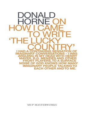 cover image of On How I Came to Write 'the Lucky Country'